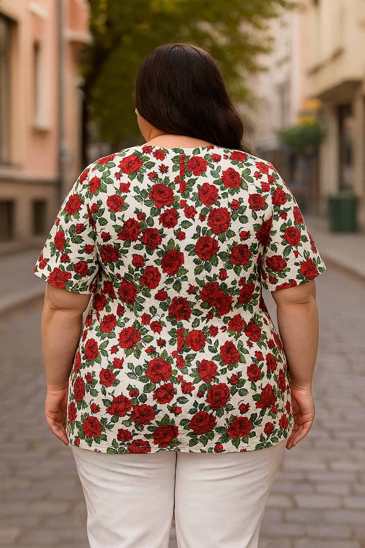 Риза Червена роза от памук