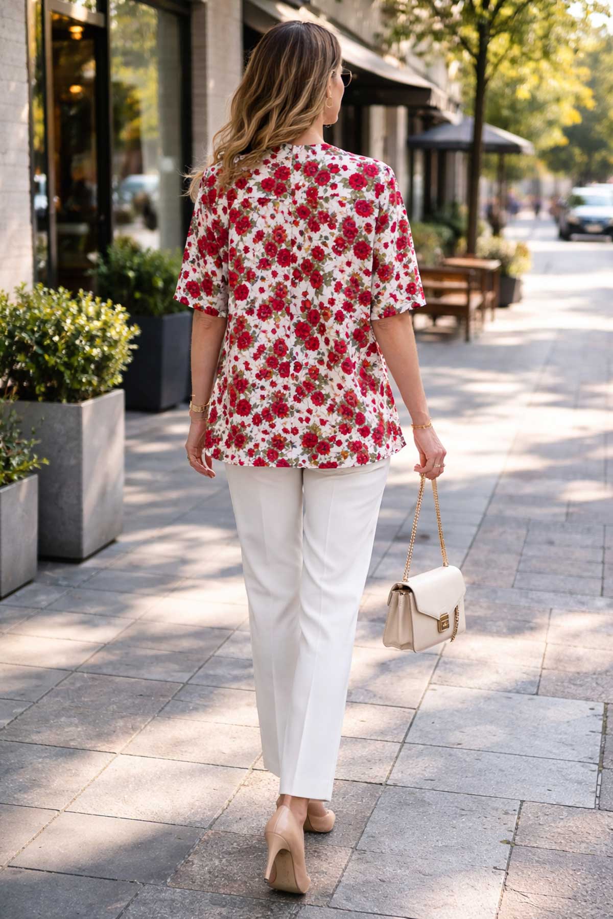 Риза Червена роза от памук