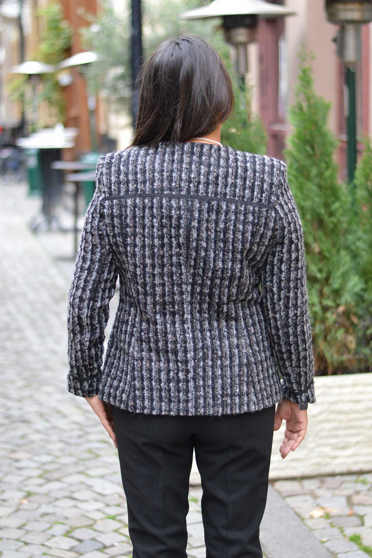 Сако тип Шанел графитено букле | Вили Стил Сако тип Шанел графитено букле