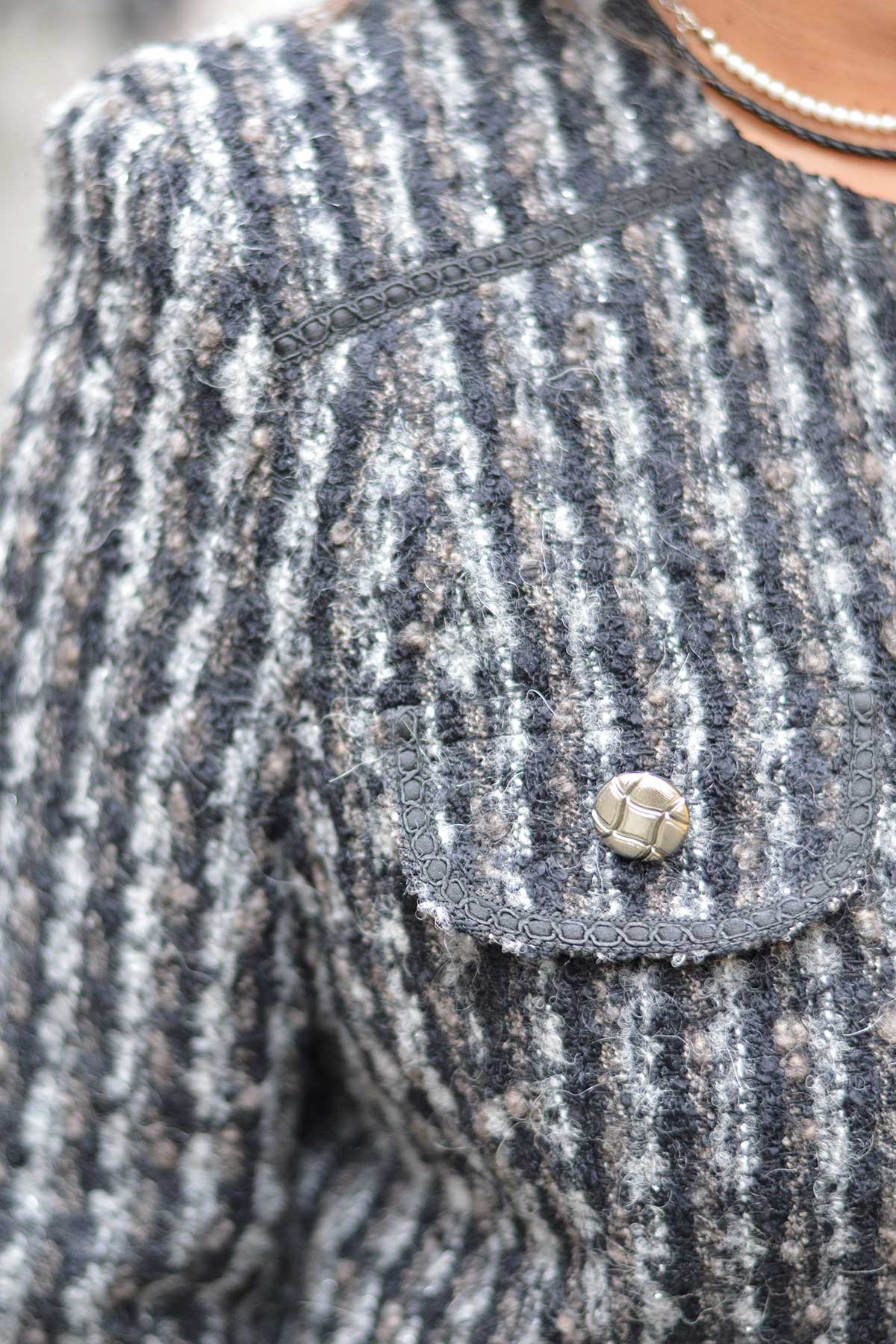 Сако тип Шанел графитено букле | Вили Стил Сако тип Шанел графитено букле