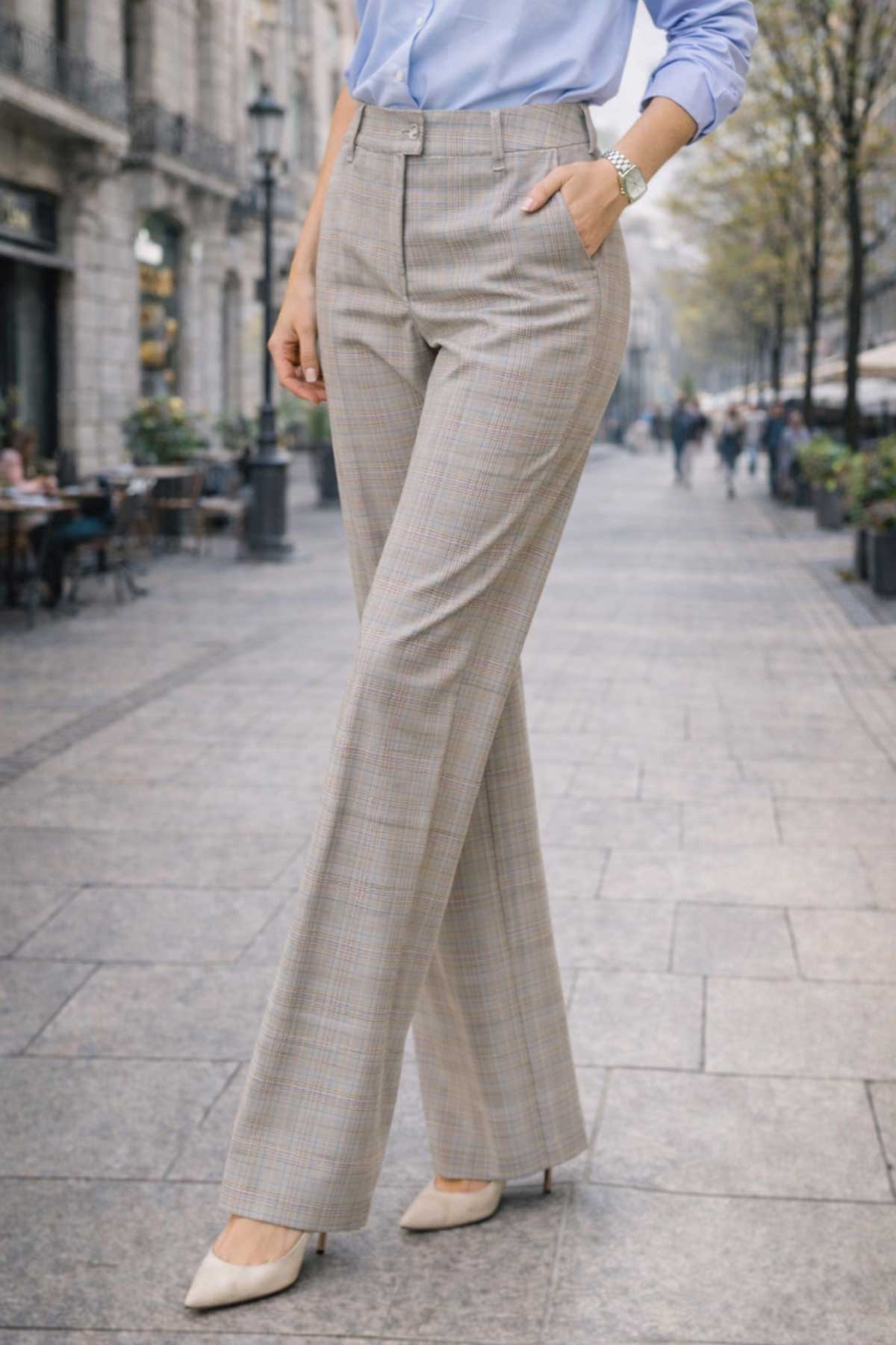 Дамски костюм в бежово каре