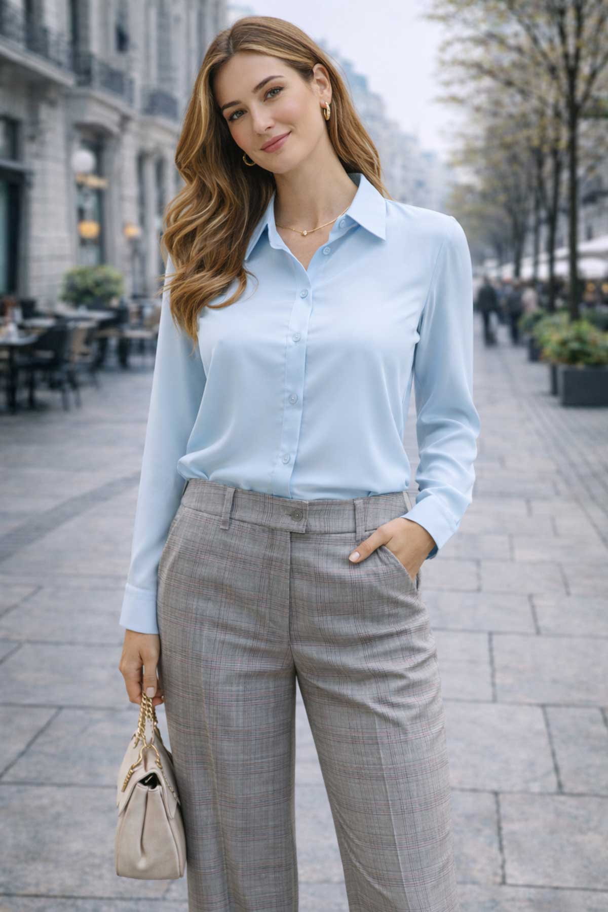 Елегантен кариран костюм в сиво