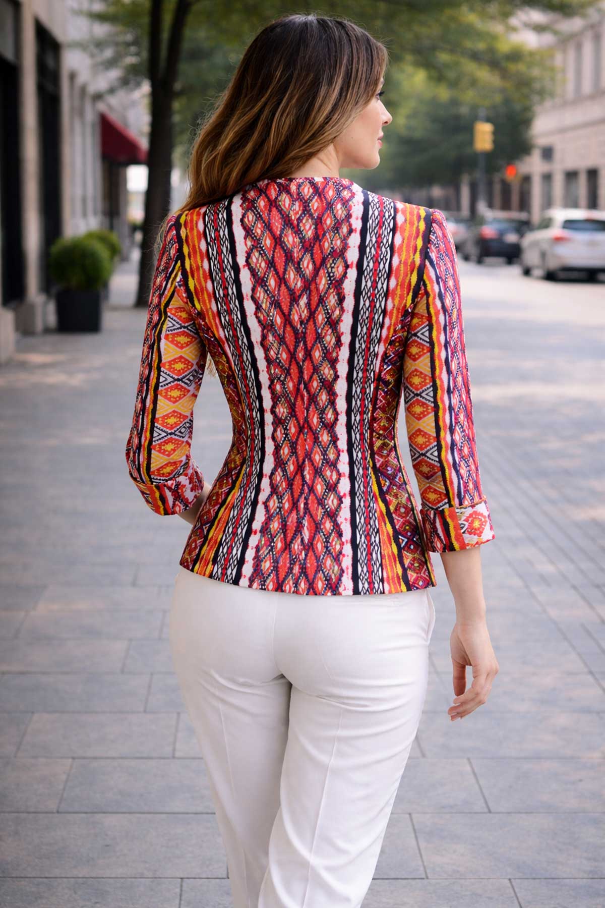 Многоцветно сако без хастар с етно принт