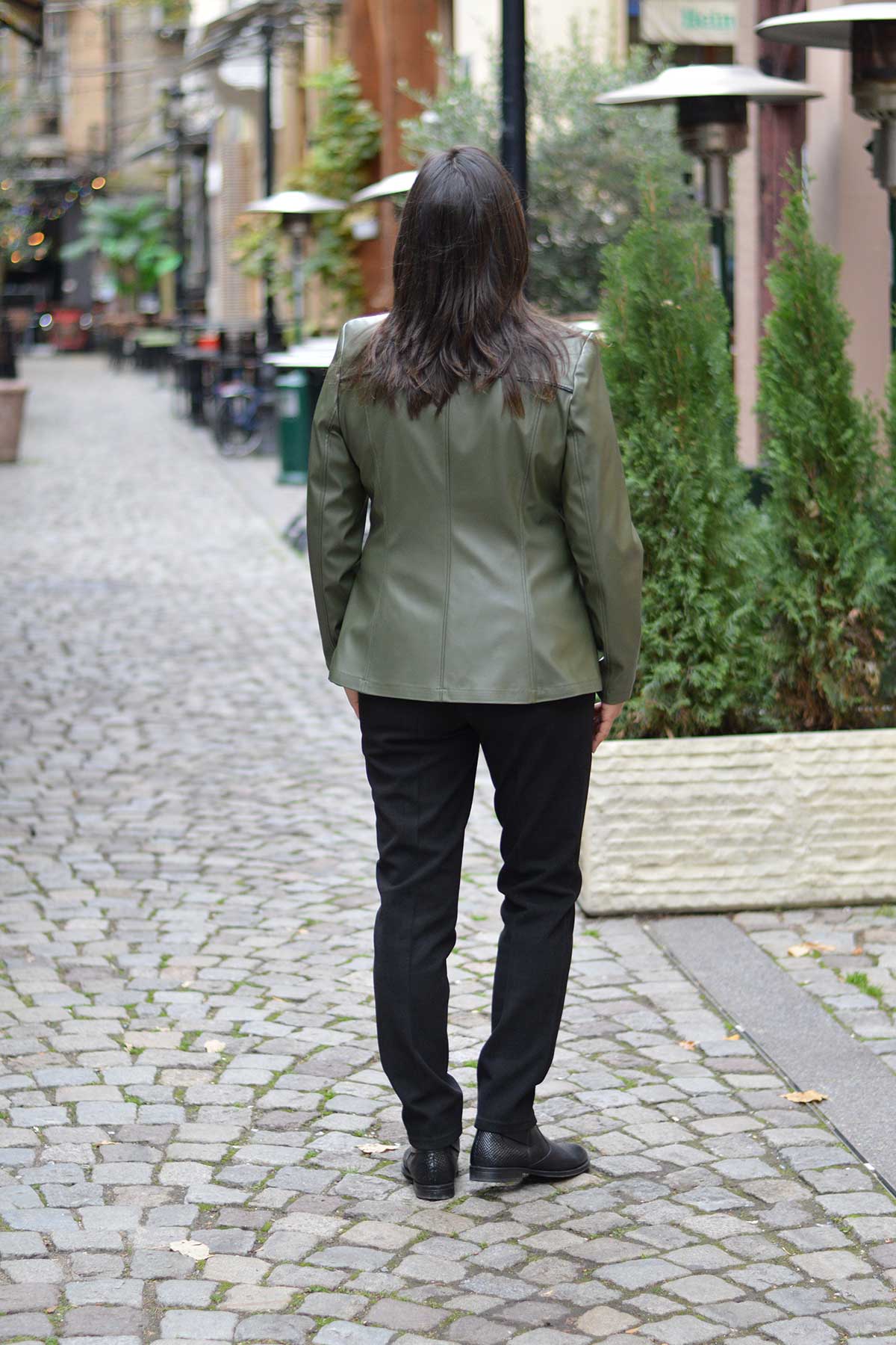 Яке от еко кожа в маслинено зелено | Вили Стил Яке от еко кожа в маслинено зелено