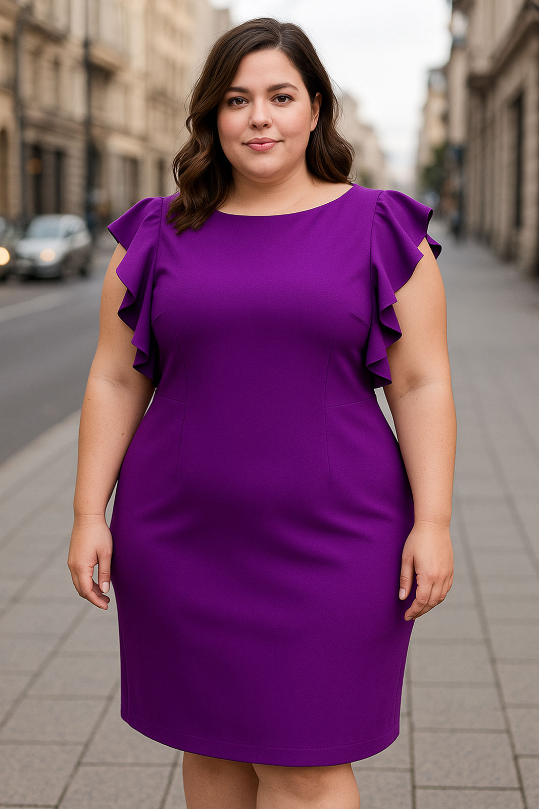 Рокля „Лилава грация“ – елегантна рокля с волани