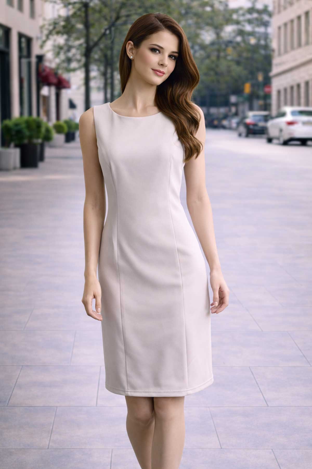 Елегантен комплект в бежово с ефирен жакет